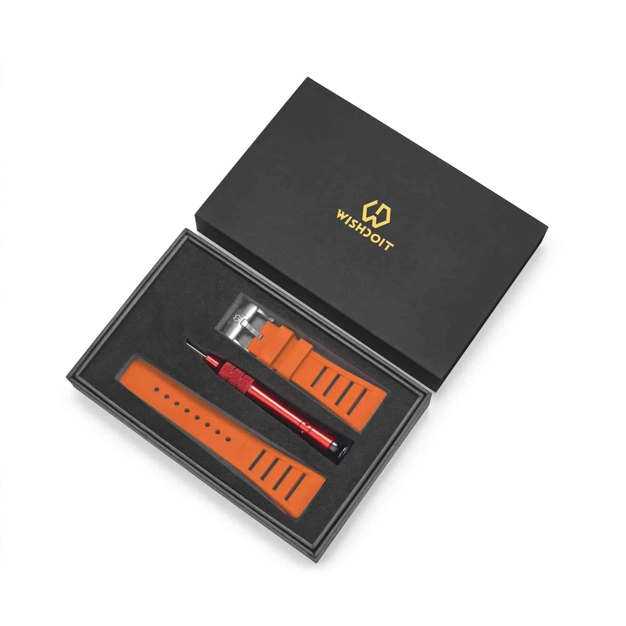 Fluoro Rubber Watch Strap | Orange 21cm Wishdoit Watches