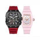 Peacock Plume Women's Quartz & GT 2.0 Chronograph Watch with 1/10 Sec Timer Watch Pink and Black Watch