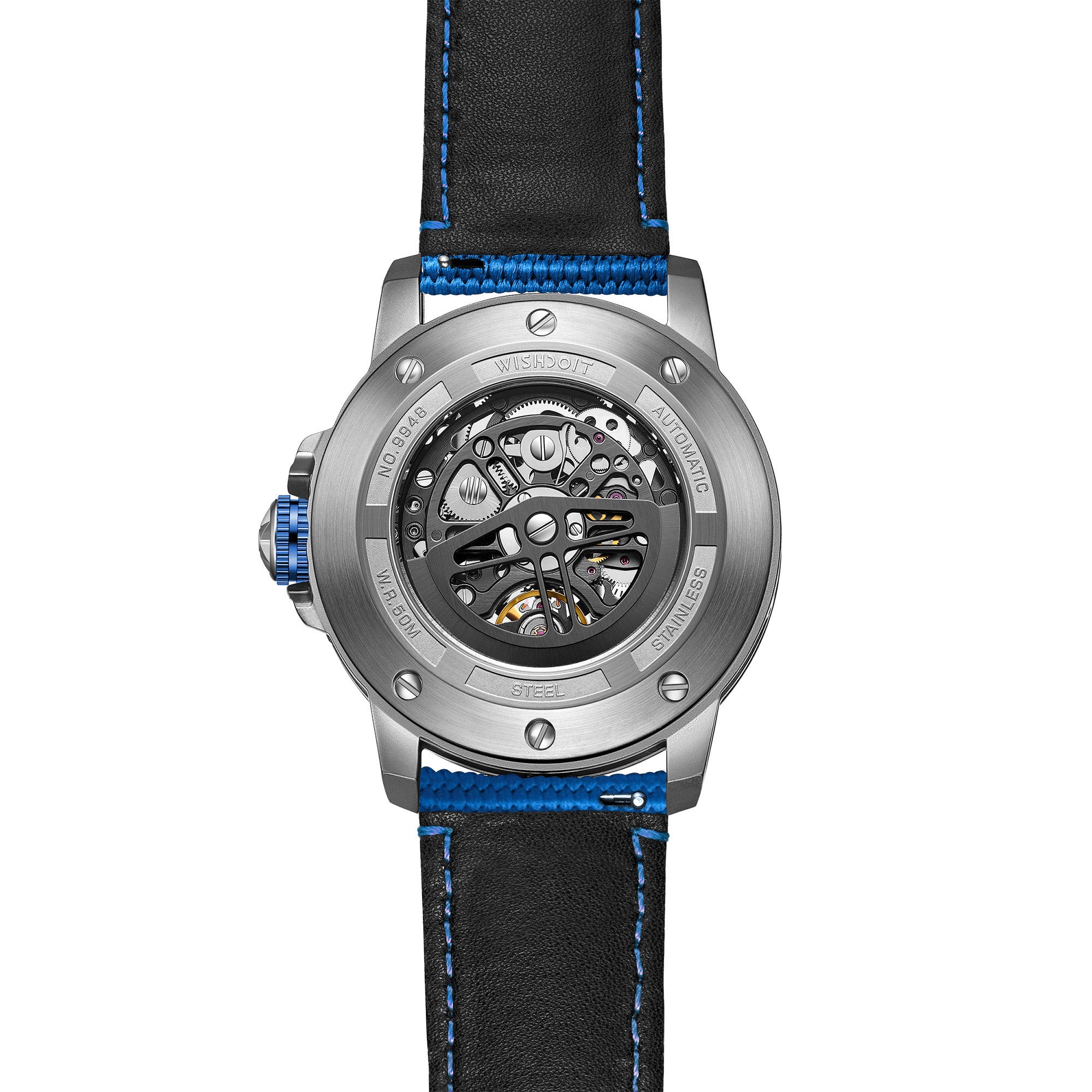 The Aristos Automatic - Silver Watch (Blue strap) Wishdoit Watches