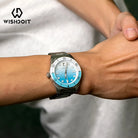 Wishdoit Watches Round Affordable tidewave Automatic diver watch with gradient wave | 316L Stainless Steel|blue