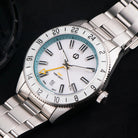 Wishdoit Watches Round Affordable Ocean Edge GMT Swiss RONDA movement Quartz Diver Watch|316L Stainless Steel|Light Blue Dive