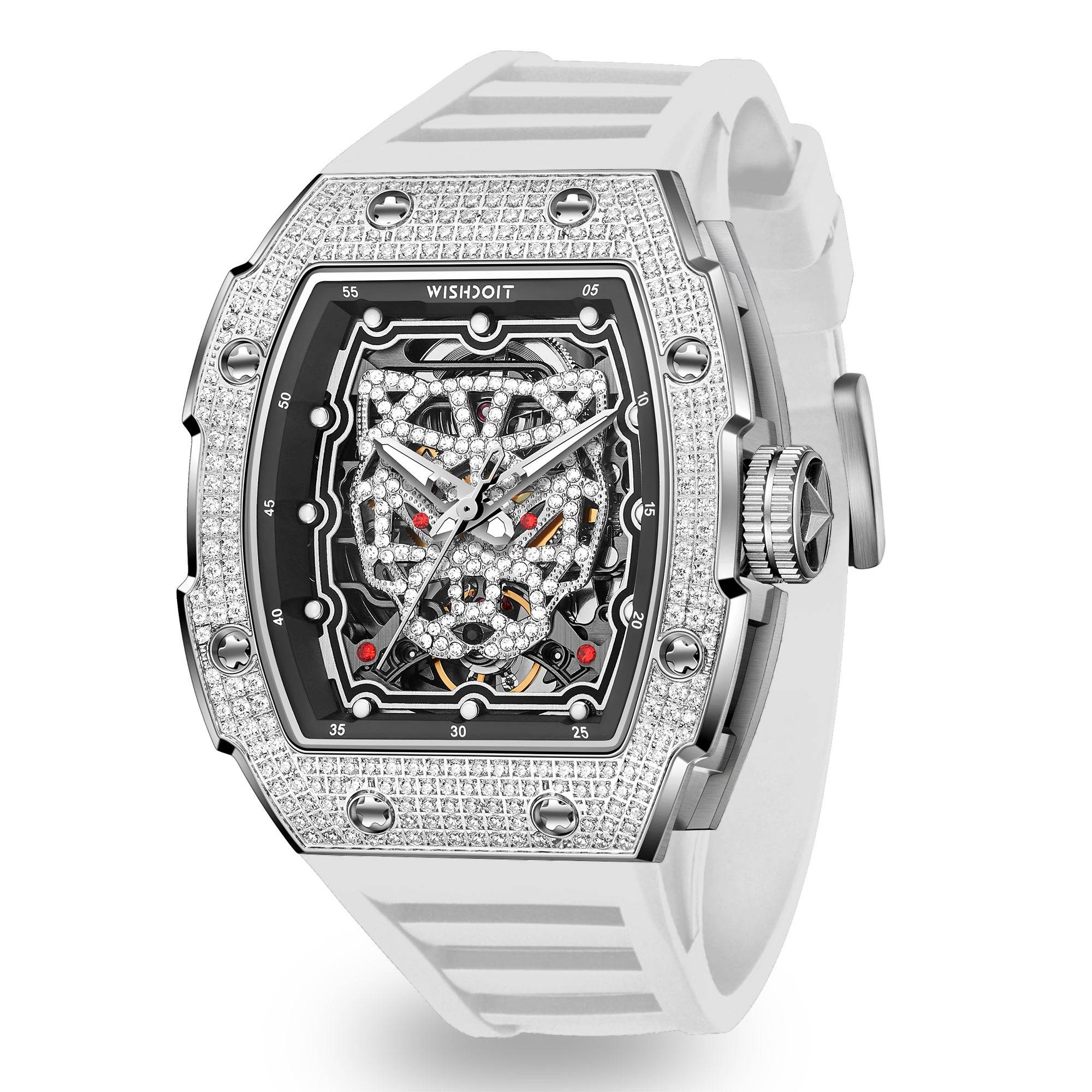 Snow Leopard-Silvery Watch White Strap-wishdoit watches