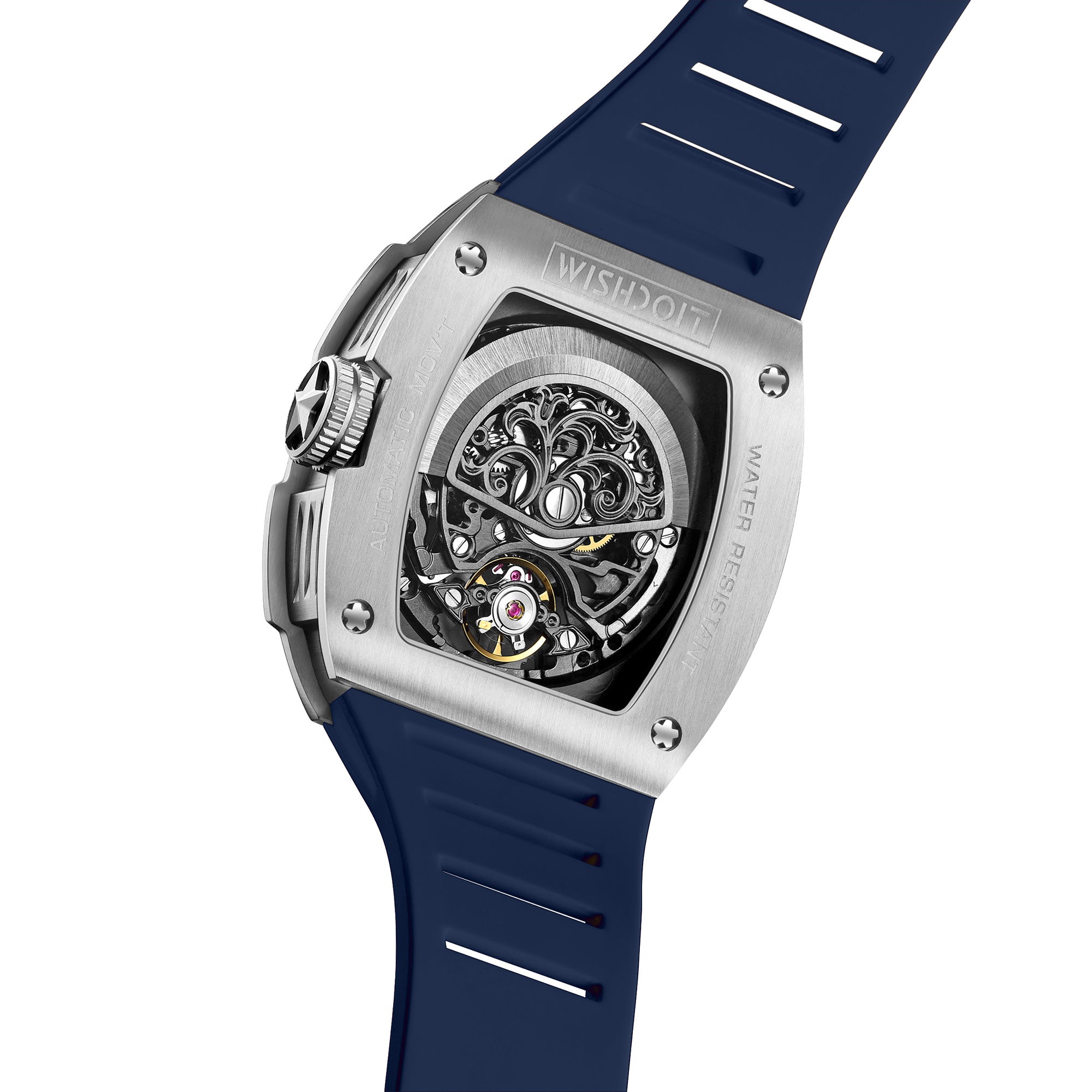 Shop Iced out Mechanical Watches For Men -Gold Snow Leopard Blue | Wishdoit