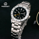 Wishdoit Watches Round Affordable Ocean Edge GMT Swiss RONDA movement Quartz Diver Watch|316L Stainless Steel|All black Dive