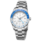 Wishdoit Watches Round Affordable Automatic Mechanical abyss voyager GMT automatic diver Watch | 316L Stainless Steel|ocean mist（light blue dial）