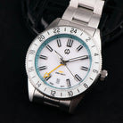 Wishdoit Watches Round Affordable Ocean Edge GMT Swiss RONDA movement Quartz Diver Watch|316L Stainless Steel|Light Blue Dive