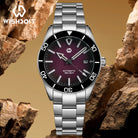 Wishdoit Watches Round Affordable aqua storm Automatic diver watch with 3D luminous needles ceramic bezel |316L Stainless Steel|purple