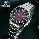 Wishdoit Watches Round Affordable aqua storm Automatic diver watch with 3D luminous needles ceramic bezel |316L Stainless Steel|purple