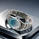 Wishdoit Watches Round Affordable tidewave Automatic diver watch with gradient wave | 316L Stainless Steel|blue