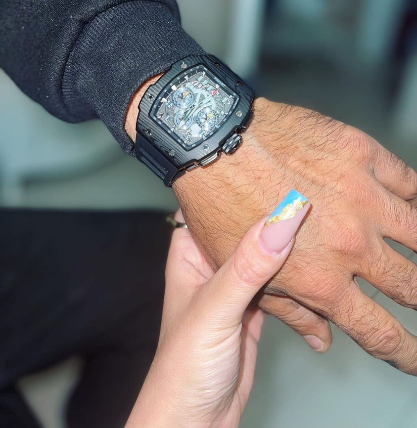 Wishdoit Watches Tonneau AffordableBest Men Chronograph GT Racing Watch | Fluorine Rubber Watch Strap|Black (Black Strap)