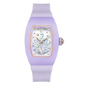 Wishdoit Watches Tonneau Affordable Best Women Chronograph l Peacock Plume Women's Watch| Fluorine Rubber  Strap (Purple Strap),WSD9997:EC,