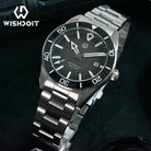 Wishdoit Watches Round Affordable aqua storm Automatic diver watch with 3D luminous needles ceramic bezel |316L Stainless Steel|black