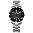 Wishdoit Watches Round Affordable aqua storm Automatic diver watch with 3D luminous needles ceramic bezel |316L Stainless Steel|black