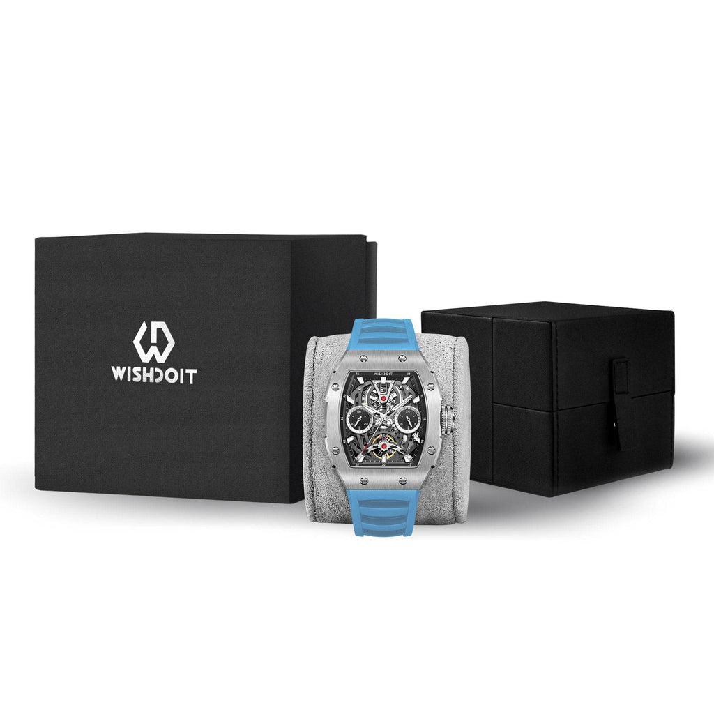 Best Mens Mechanical Watch Pioneer Automatic Silver Light Blue Watch | Wishdoit