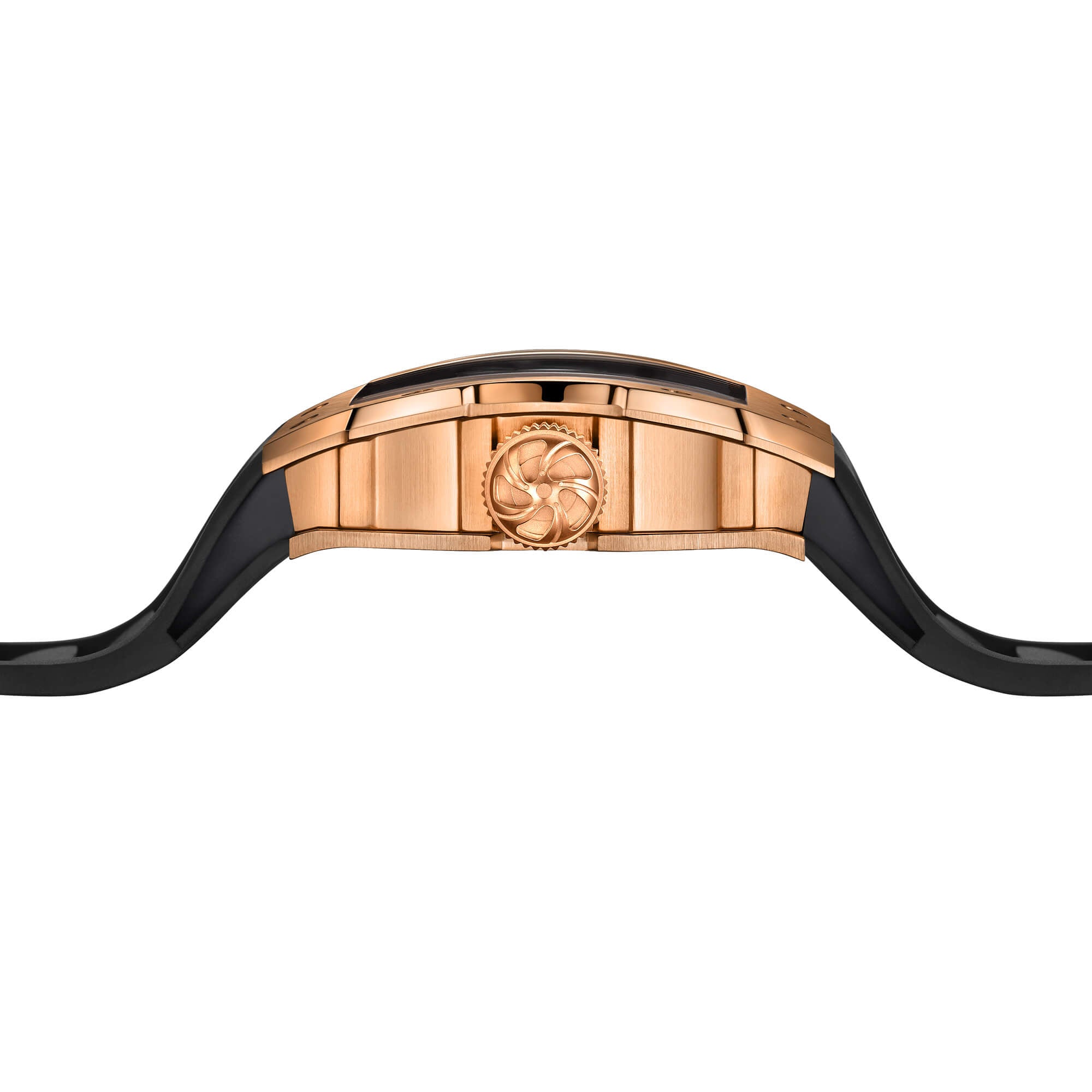 Wishdoit Watches Tonneau Luxury Automatic Mechanical X Series Watch | Fluorine Rubber Watch Strap|Gold 