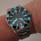 Wishdoit Watches Round Affordable aqua storm Automatic diver watch with 3D luminous needles ceramic bezel |316L Stainless Steel|light blue