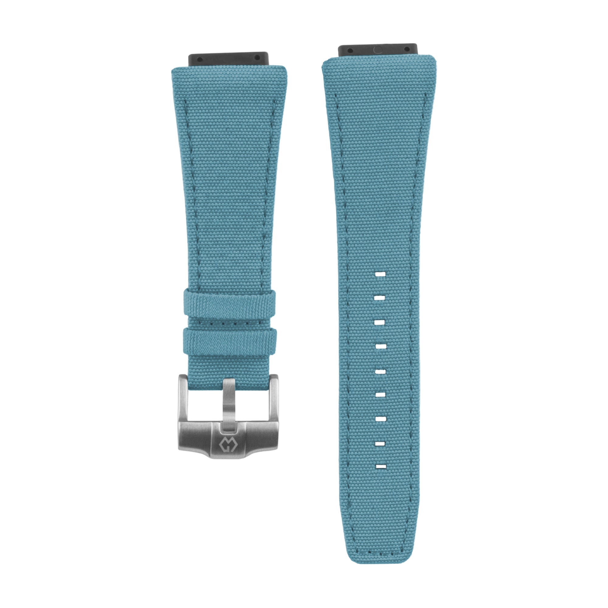 Nylon Leather Watch Strap Light blue 21cm | Wishdoit Watches
