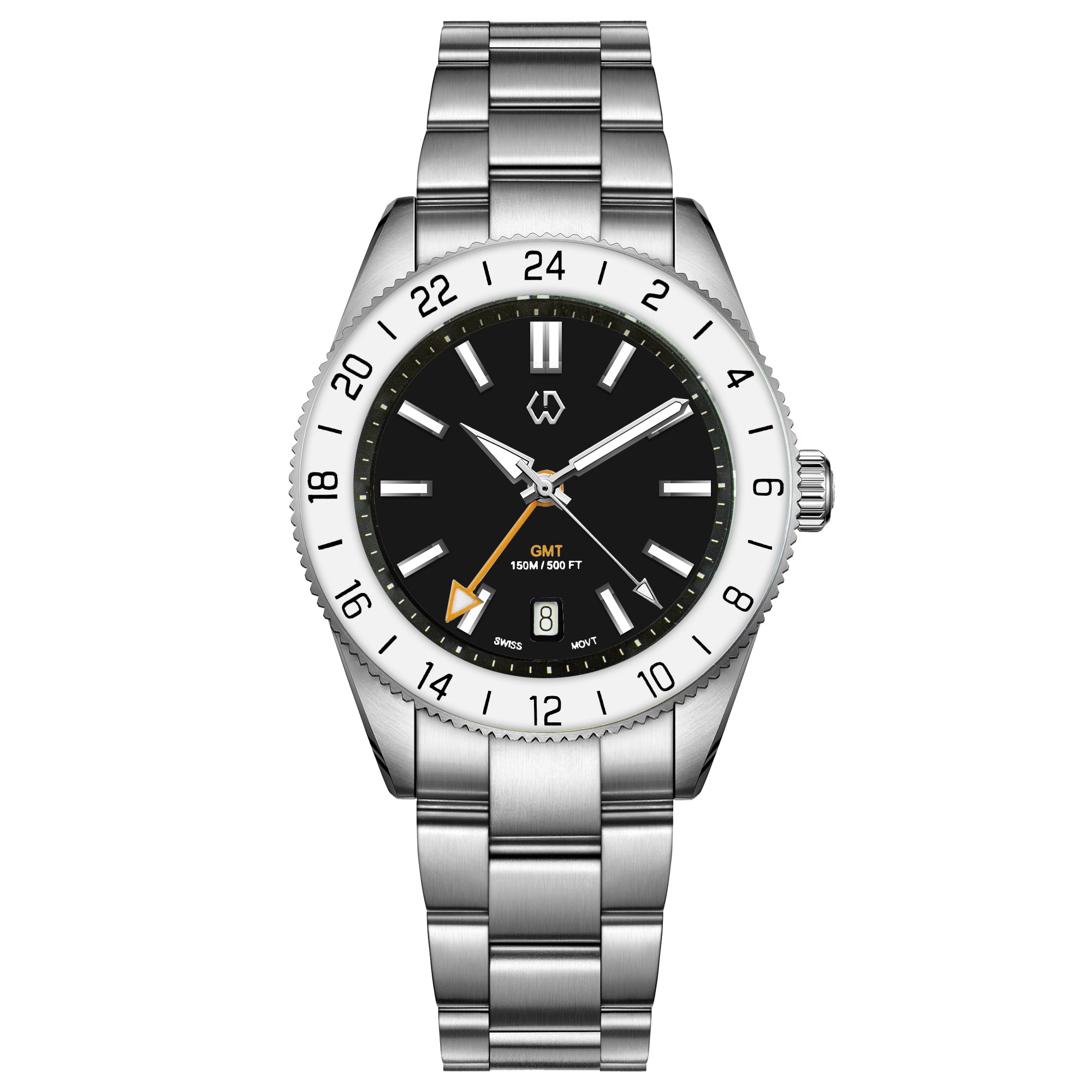 Wishdoit Watches Round Affordable Ocean Edge GMT Swiss RONDA movement Quartz Diver Watch|316L Stainless Steel|All black Dive