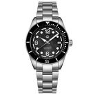 Wishdoit Watches Round Affordable AquaVolt Dive Automatic Bright Lume Mechanical Dive Watch|316L Stainless Steel|Black Watch