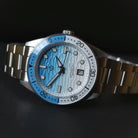 Wishdoit Watches Round Affordable tidewave Automatic diver watch with gradient wave | 316L Stainless Steel|blue