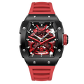 Wishdoit Watches Tonneau Luxury Mechanical Limited Armor Watch | Fluorine Rubber Watch Strap|Red