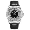 Wishdoit Watches Round Luxury Glacier | Vatnajokull Automatic-Silvery Watch (Black Strap) ,WSD9962:BC,