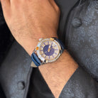 Wishdoit Watches Round Affordable Vatnajokull Automatic Mechanical Glacier Sapphire Watch|Dermis Watch Strap|Blue