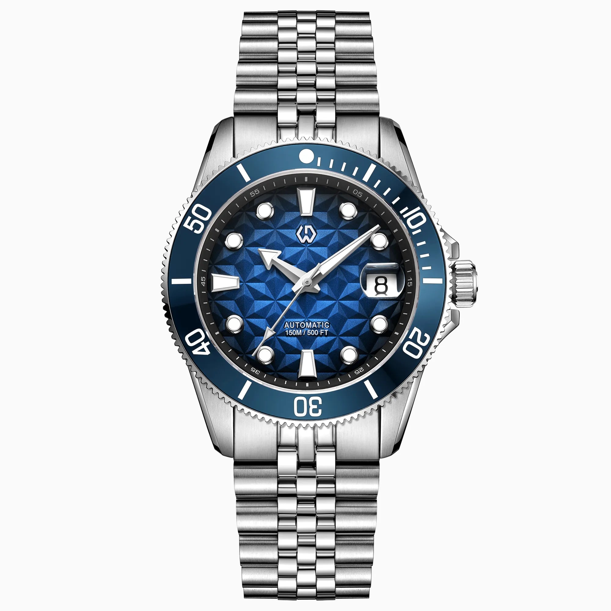 Discover the Nereus Facet automatic diver watch, inspired by underwater light. Featuring a geometric dial, 3D luminous, and 150M ATM with H.K PT5000 Movement,WSD9027:AA,