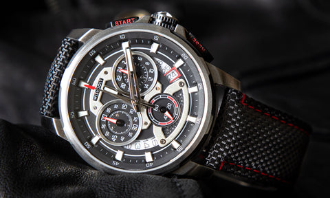 Wishdoit Watches Round Affordable Best Mens Chronograph GT40 Sapphire Watch | Nylon Genuine Leather Watch Strap| Silvery