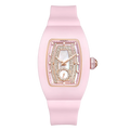 Wishdoit Watches Tonneau Affordable Best Women Chronograph l Shellstone Women's Ceramic Watches| Fluorine Rubber Watch Strap|(Pink Strap),WSD9999:EA,