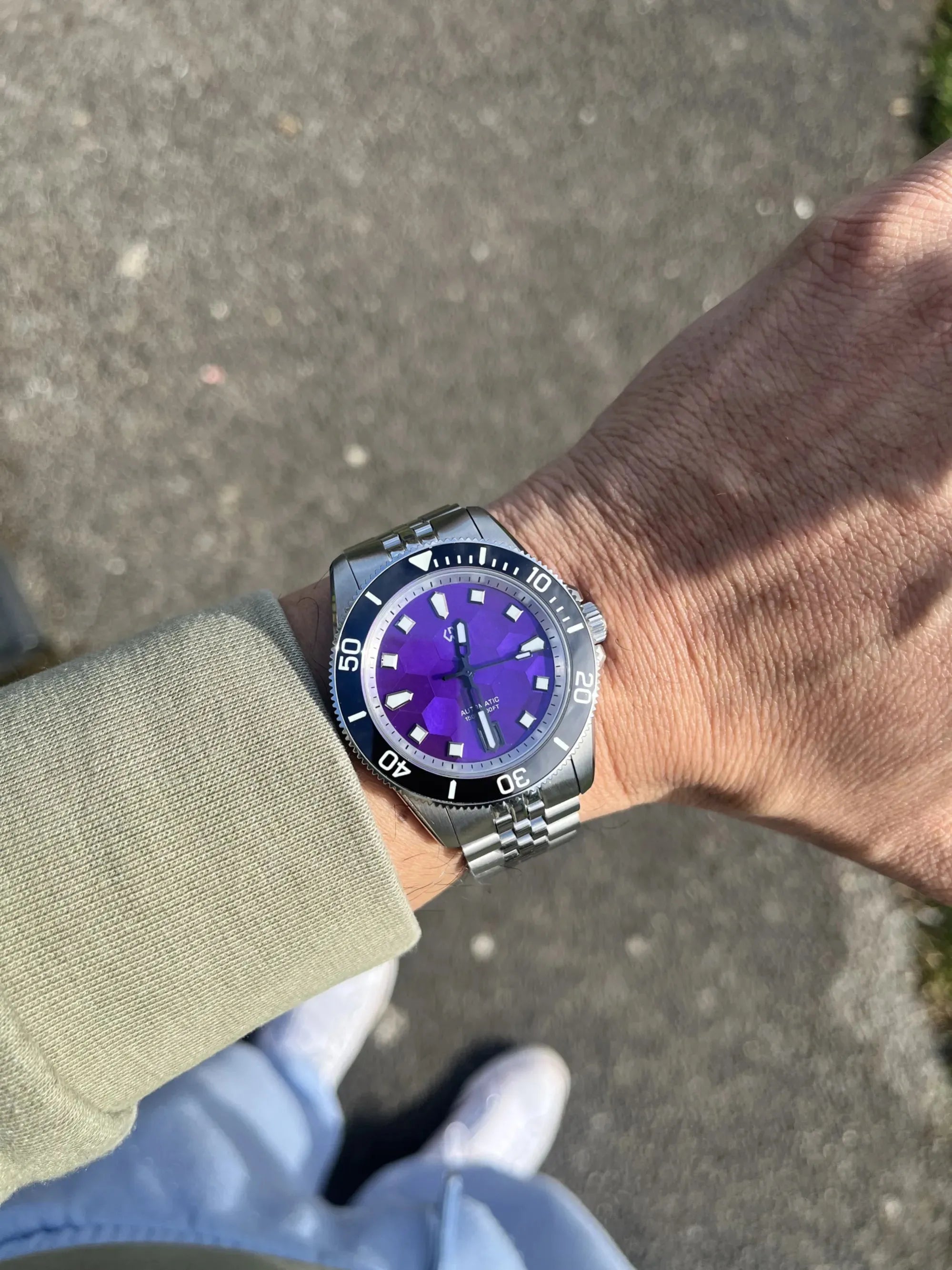 Wishdoit Watches Round Affordable Triton Prism Automatic Diver Iridescent Ocean Edition Mechanical Dive Watch|316L Stainless Steel|Twilight Violet