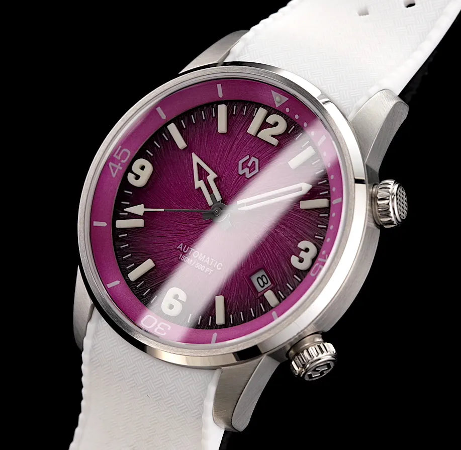 Wishdoit Watches Round Affordable TVortex Compressor Automatic Diver Watch|316L Stainless Steel|Mystic Purple