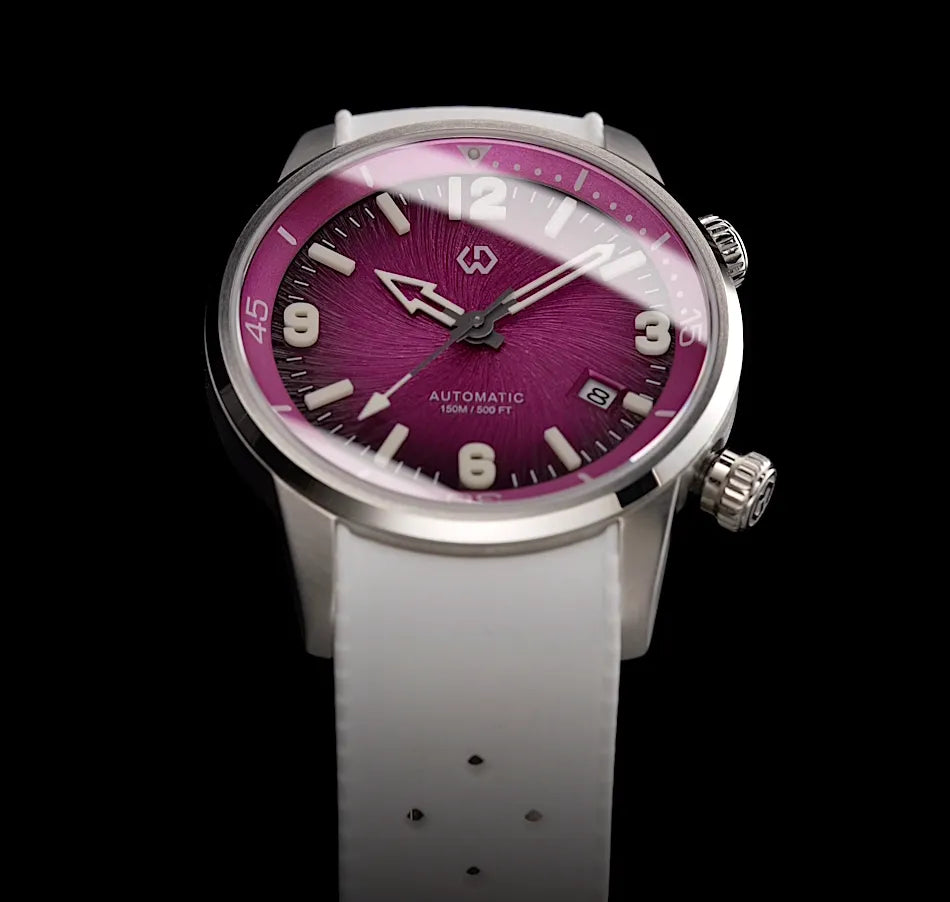 Wishdoit Watches Round Affordable TVortex Compressor Automatic Diver Watch|316L Stainless Steel|Mystic Purple