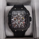 Wishdoit Watches Tonneau AffordableBest Men Chronograph GT Racing Watch | Fluorine Rubber Watch Strap|Black (Black Strap)