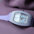 Wishdoit Watches Tonneau Affordable Best Women Chronograph l Peacock Plume Women's Watch| Fluorine Rubber Watch Strap lPurple （Purple Strap）