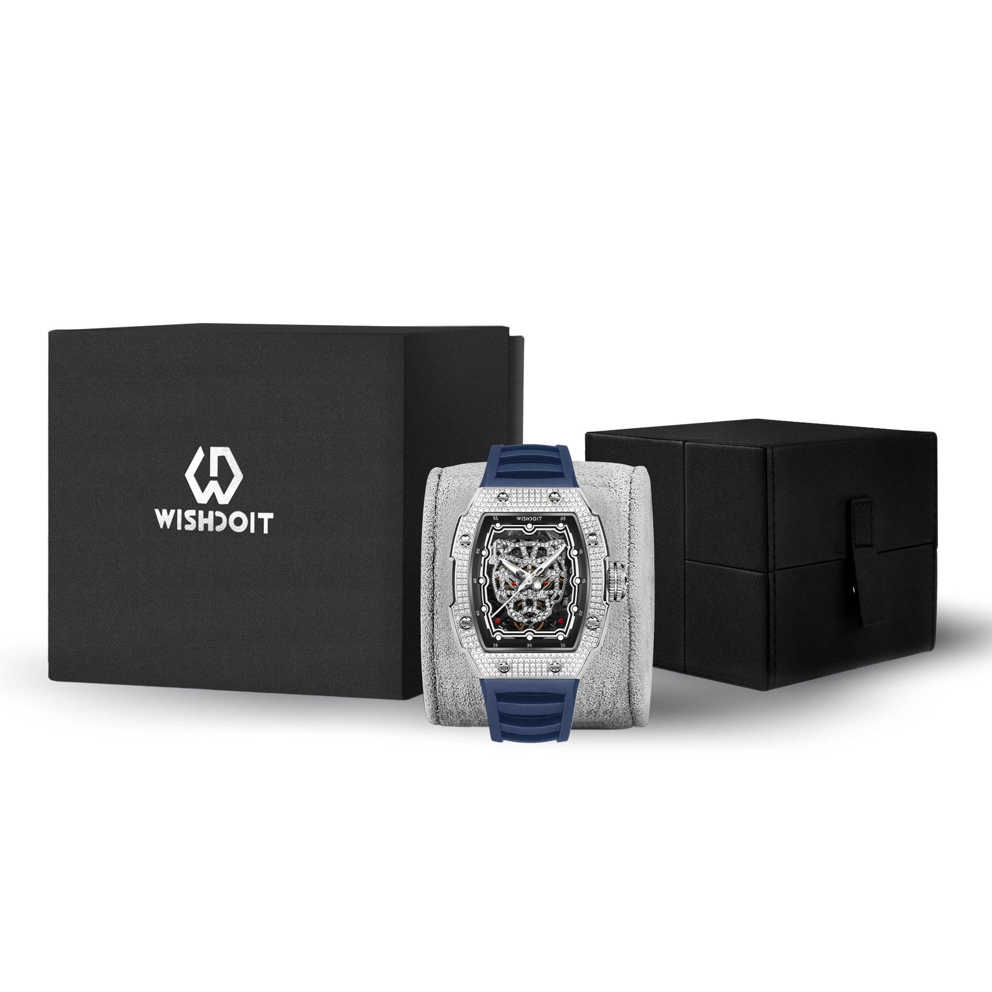 Shop Iced out Mechanical Watches For Men - Snow Leopard Blue | Wishdoit