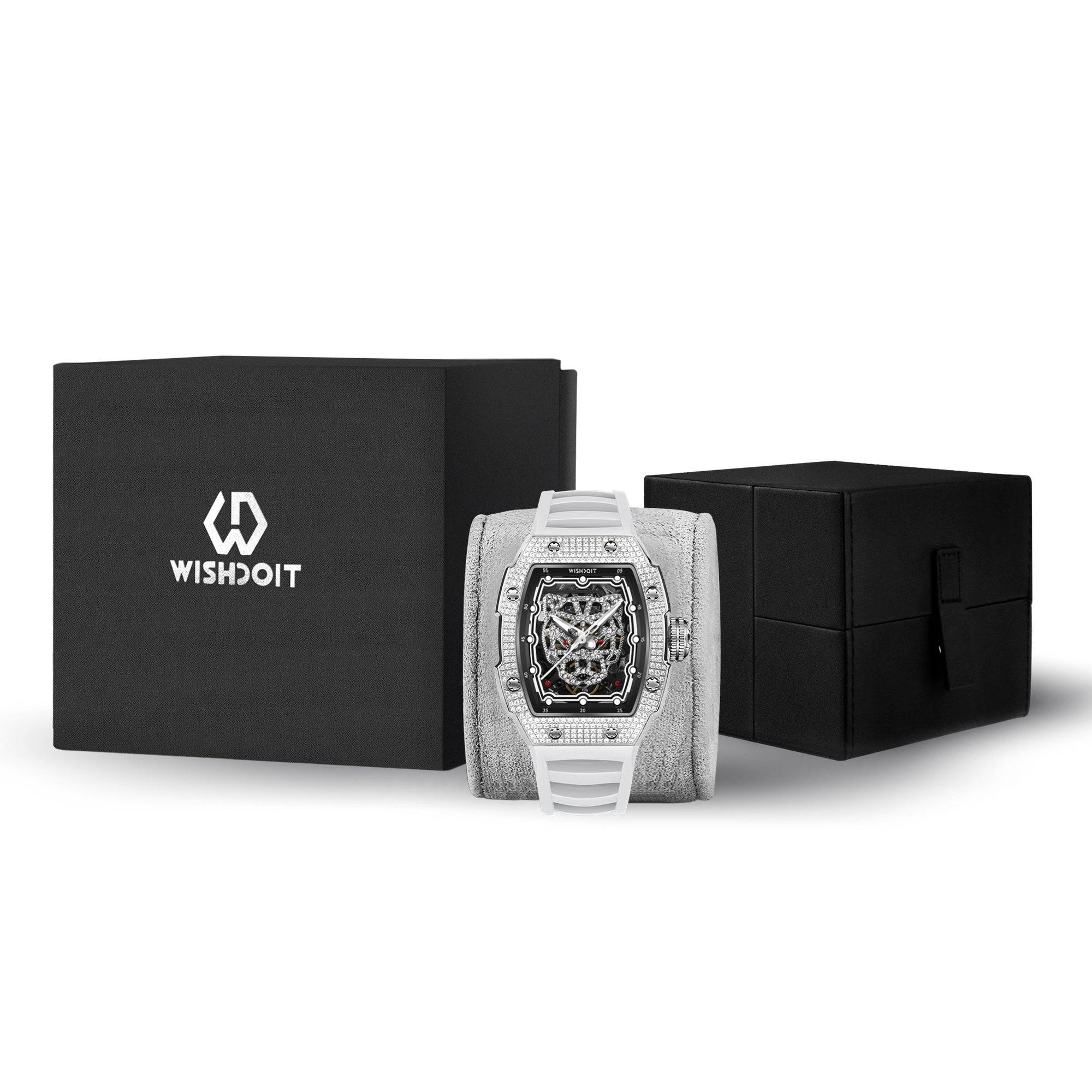 Shop Iced out Mechanical Watches For Men - Snow Leopard White | Wishdoit