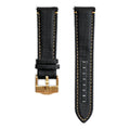 22mm Nylon Leather Watch Strap | Black (Gold Buckle) Wishdoit Watches