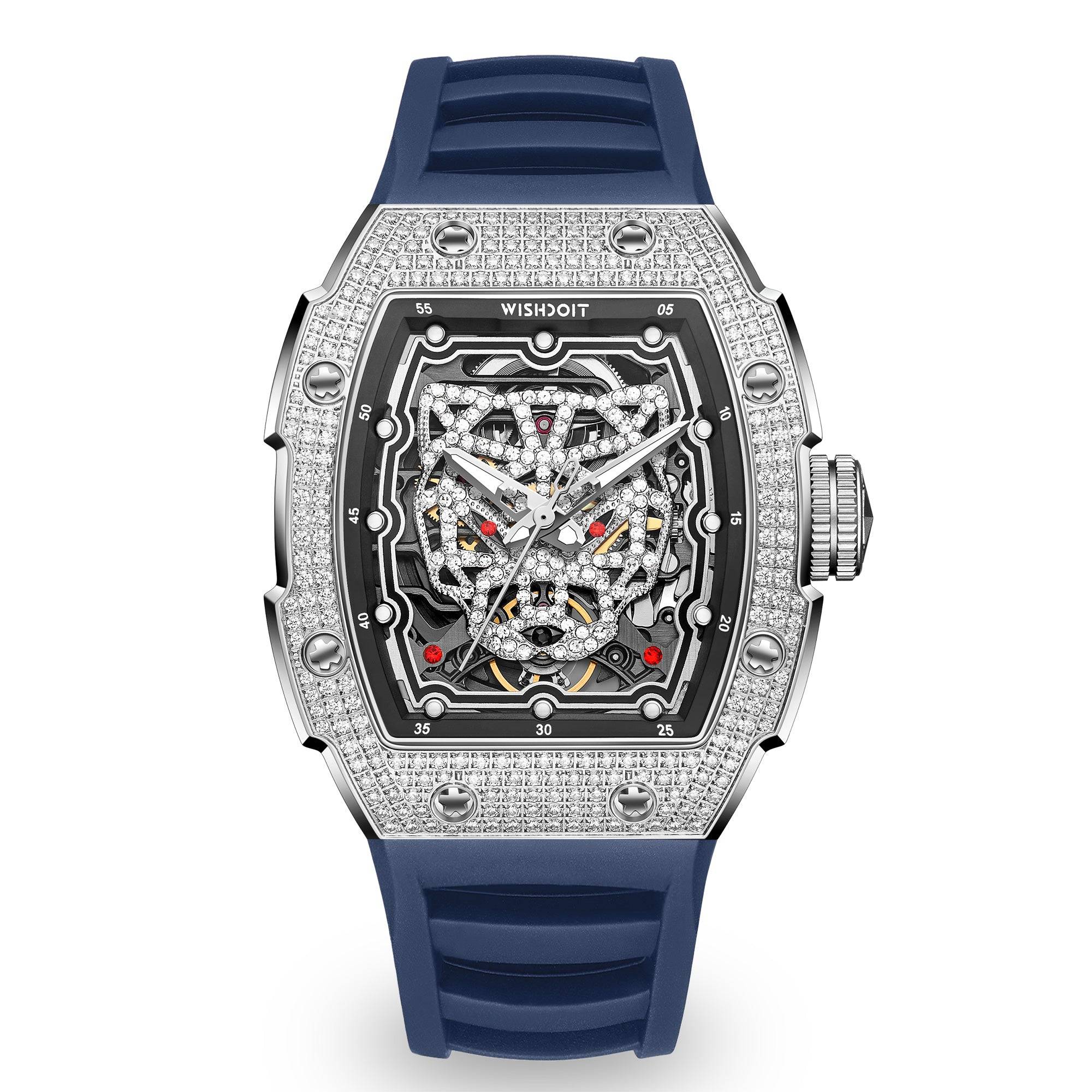 Shop Iced out Mechanical Watches For Men - Snow Leopard Blue | Wishdoit