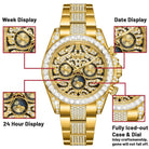 Wishdoit Watches Round Affordable Best Mens Automatic Perito moreno Glacier Watch | stainless steel  Watch Strap|Gold