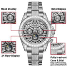 Wishdoit Watches Round Affordable Best Mens Automatic Perito moreno Glacier Watch | stainless steel  Watch Strap|Silvery