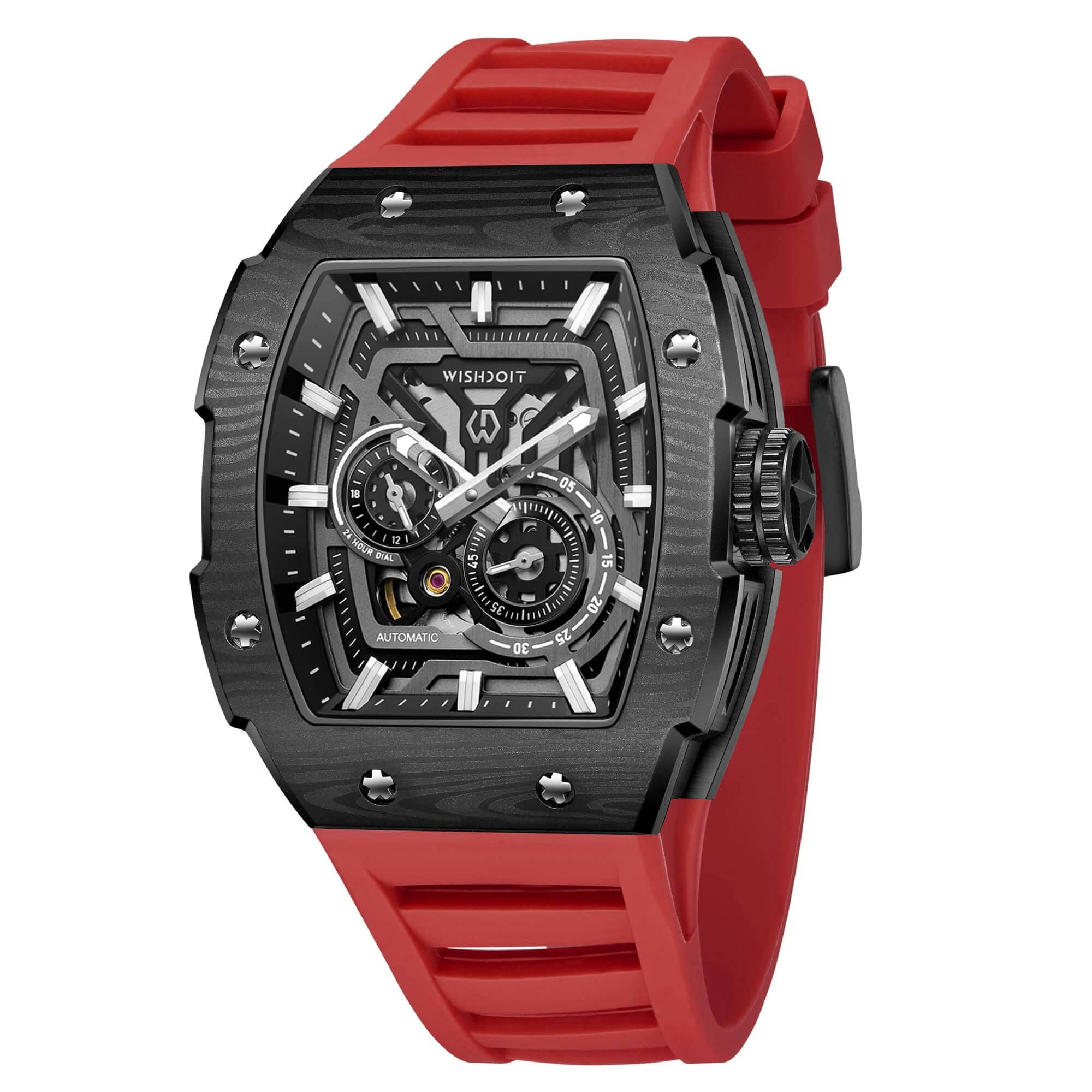 Best Mens Mechanical Watch-Full Speed Black Red Watch | Wishdoit ...