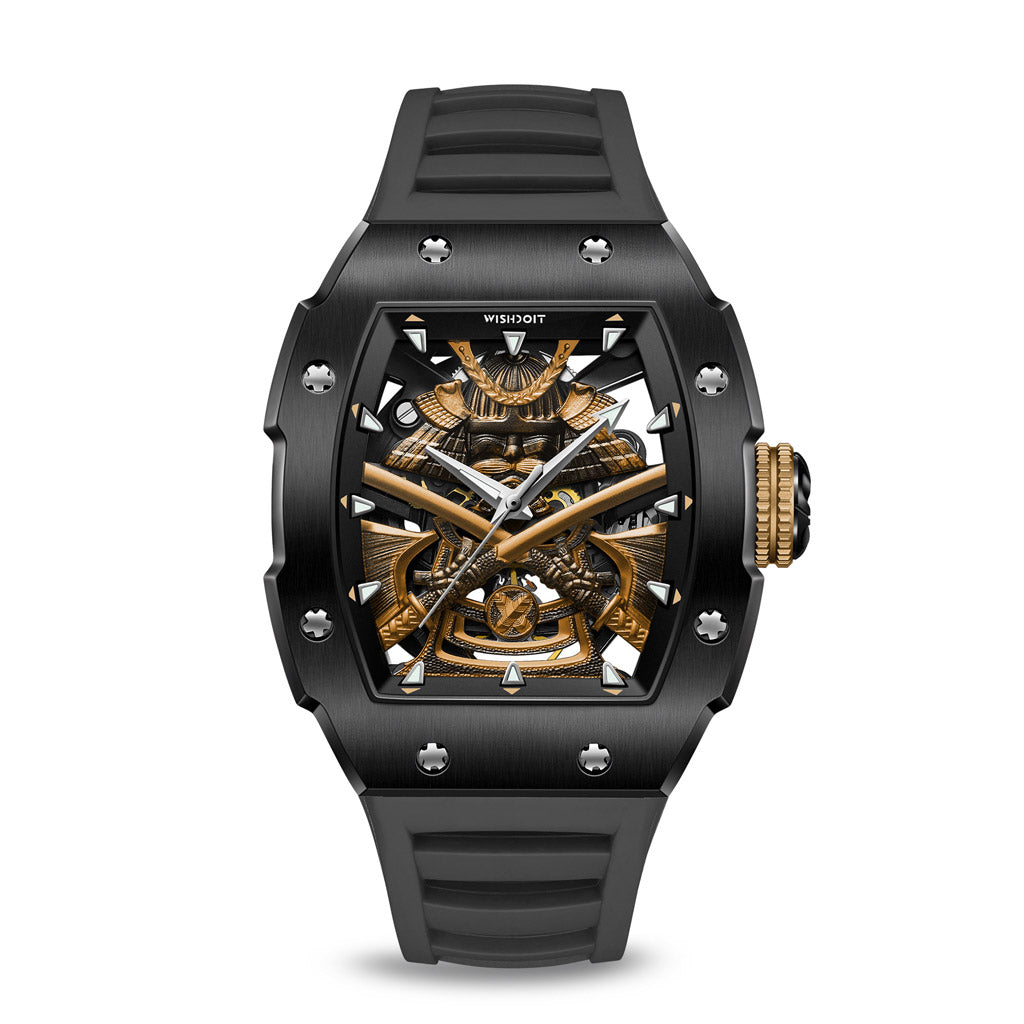  Wishdoit Watches Pirate Series Wine Barrel Shaped Luxury Automatic Mechanical Watch Men's skeleton Watch Fluororubber Strap Timepiece