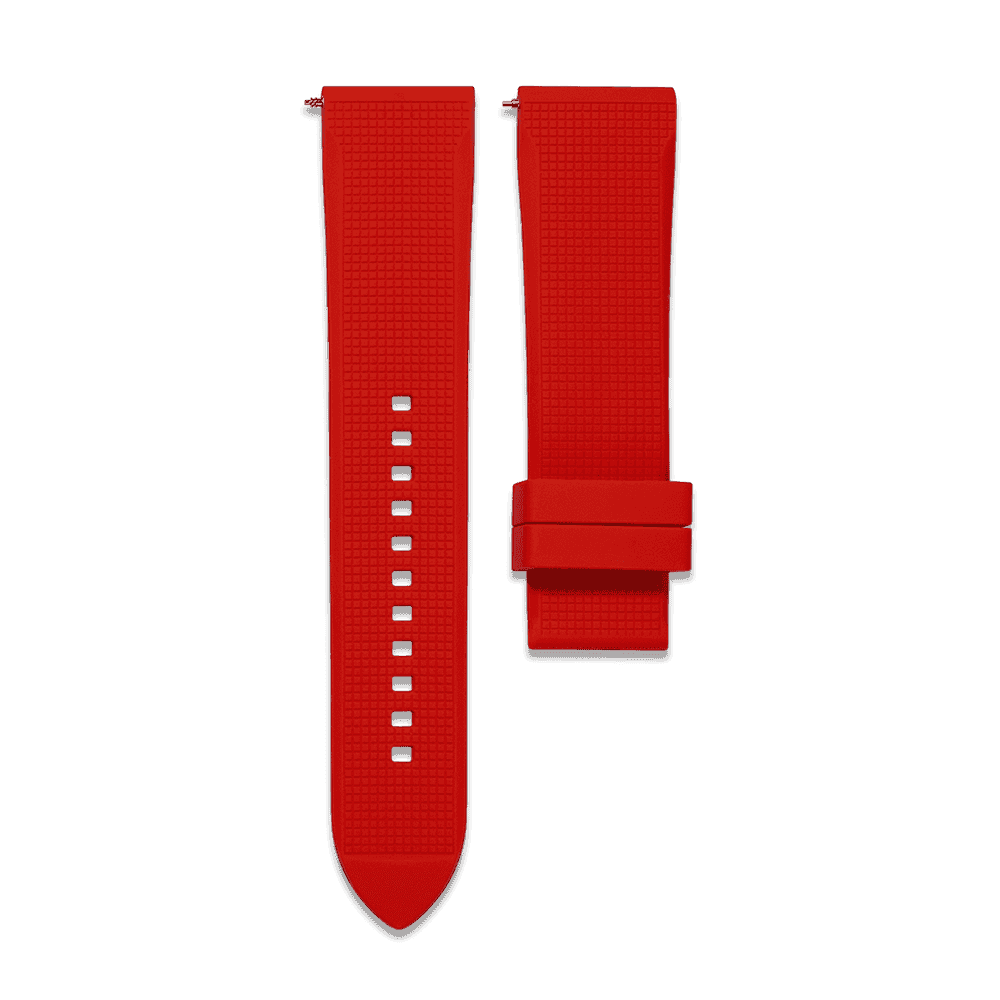 Red Scarf 22mm (Suitable For Urca)Fluororubber Strap  - Wishdoit Watches
