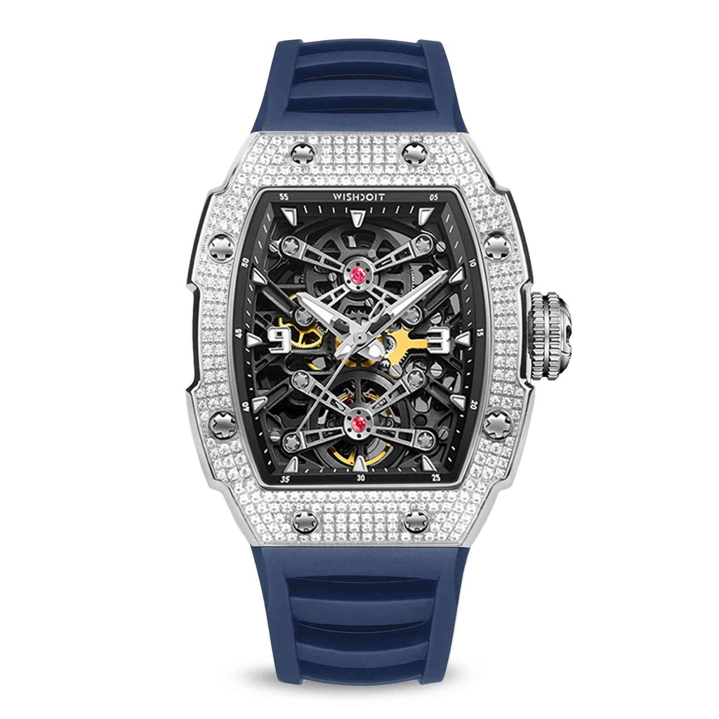 Shop Tonneau Watches For Men-Customize Silvery Blue|Wishdoit