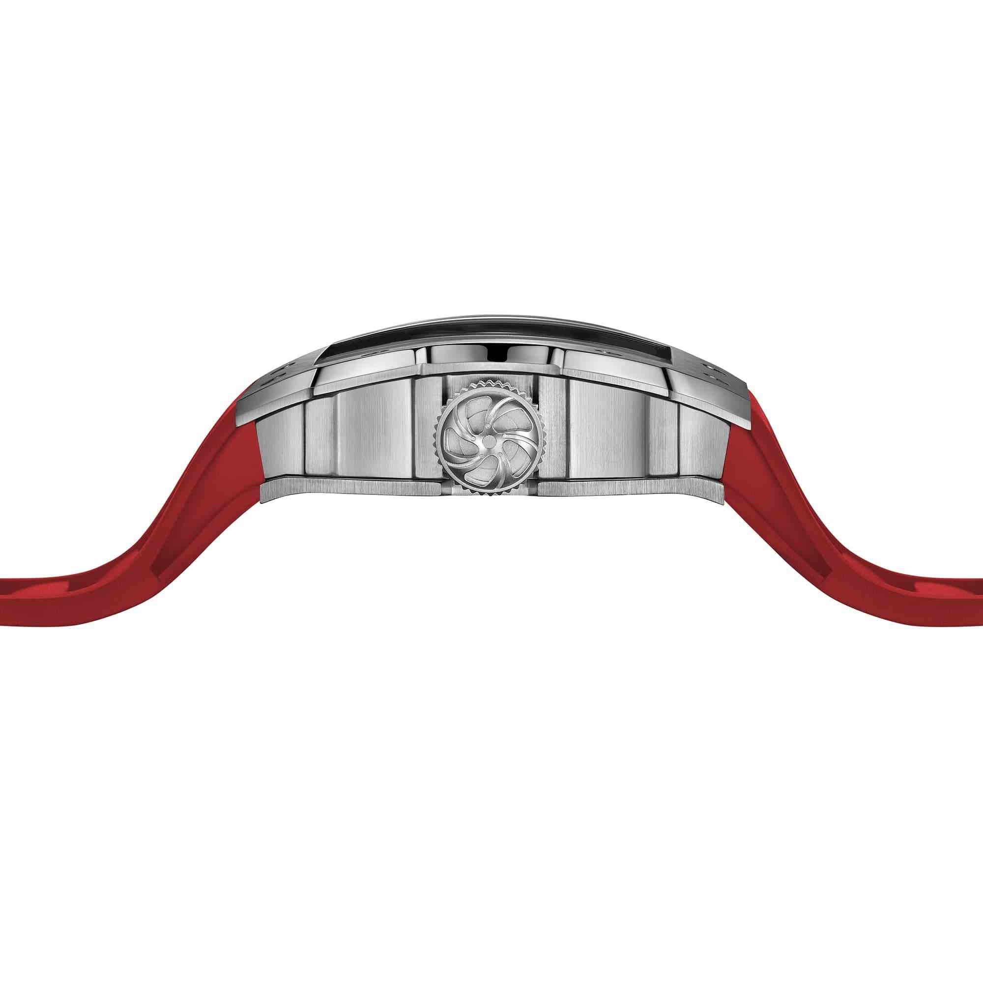 Skeleton | Hourglass-Silvery Watch (Red Strap) Wishdoit Watches