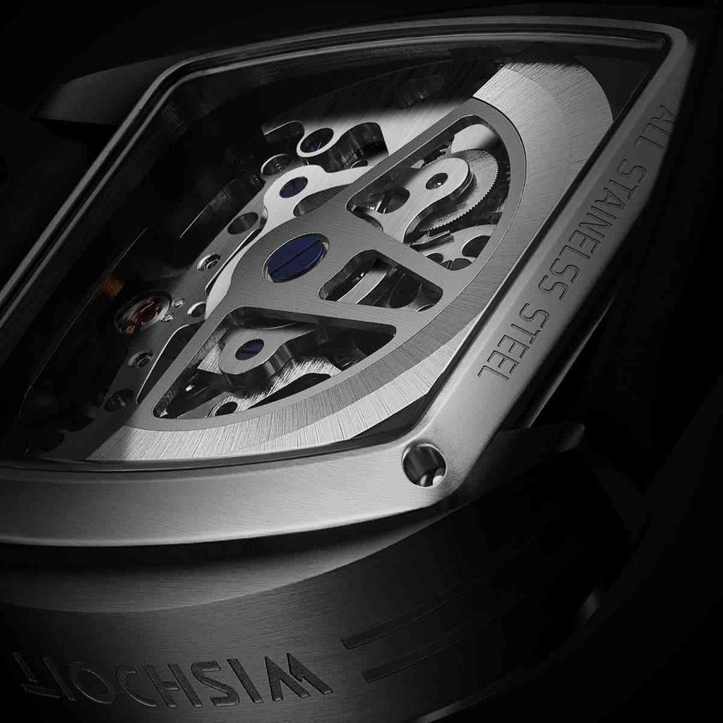 Automatic Mechanical Tonneau Watch For Men - Silvery Black | Wishdoit Watches
