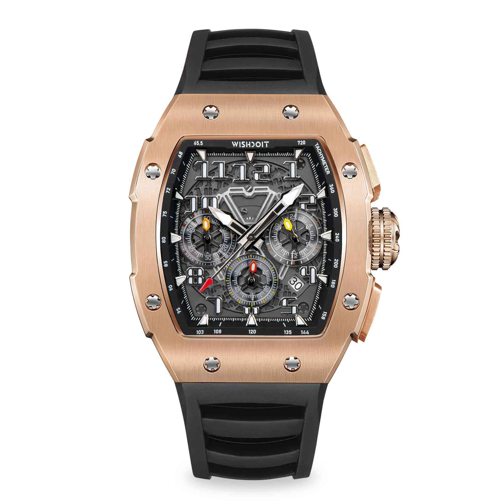 Wishdoit Watches Men's Multi-function Sport Chronograph Racing Watch | GT Chrono-Rose Gold Watch