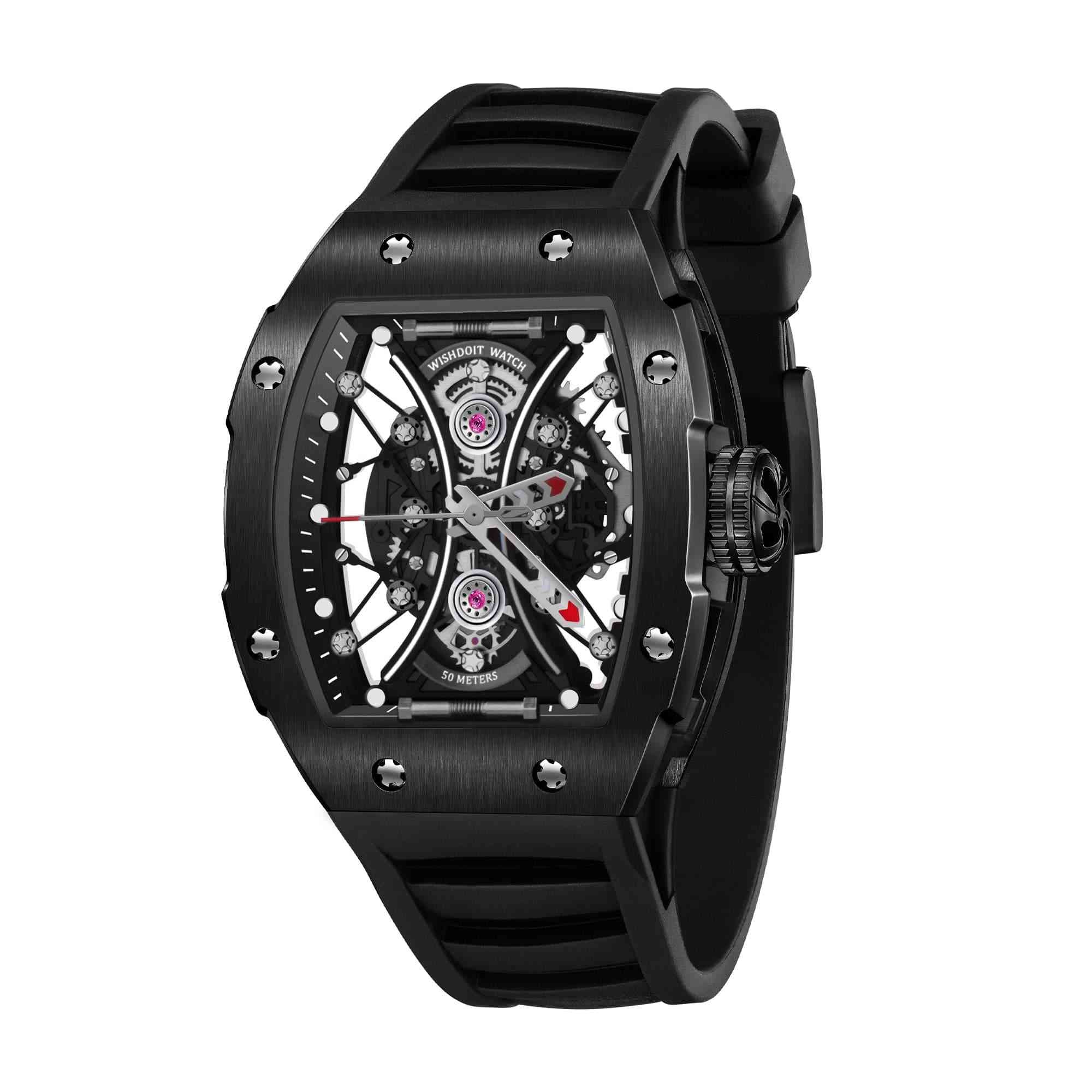 Buy Quartz Sports Skeleton Black Watch on Wishdoit Watches