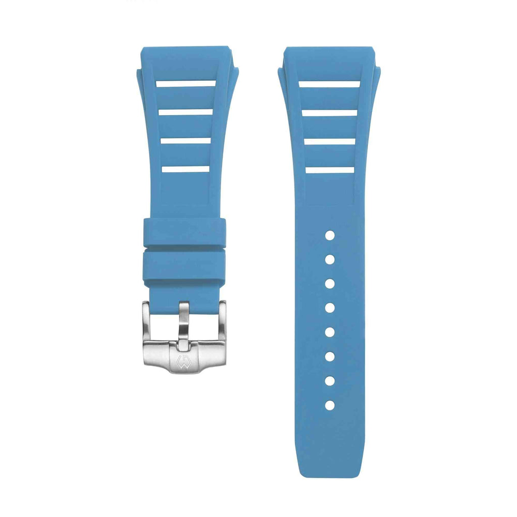 Fluoro rubber Watch Strap Light Blue 25mm | Wishdoit Watches
